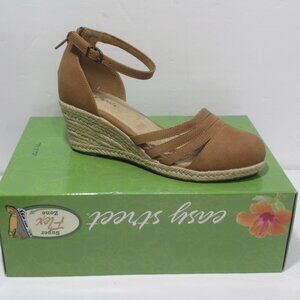 Easy Street Daytona Espadrille Sandals 7 M Tan Closed Toe NEW